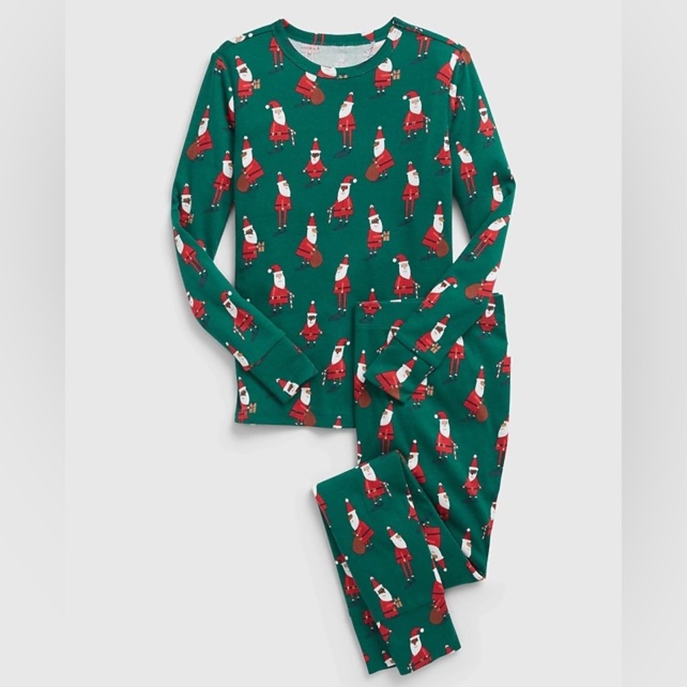 Kids Green Santa Pajamas